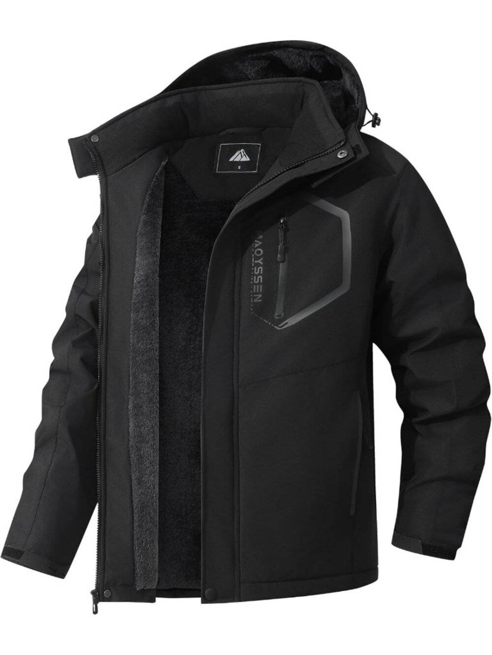 Men's Waterproof Ski Jacket - Warm Fleece Lining, Hooded Winter Snow Coat Parka